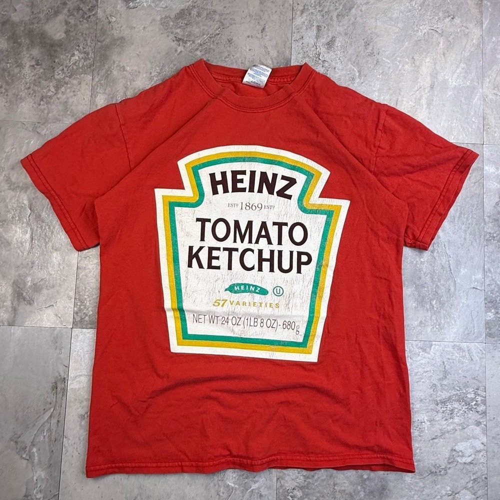 Y2K 00s red Heinz Tomato Ketchup funny Promo T shirt size small